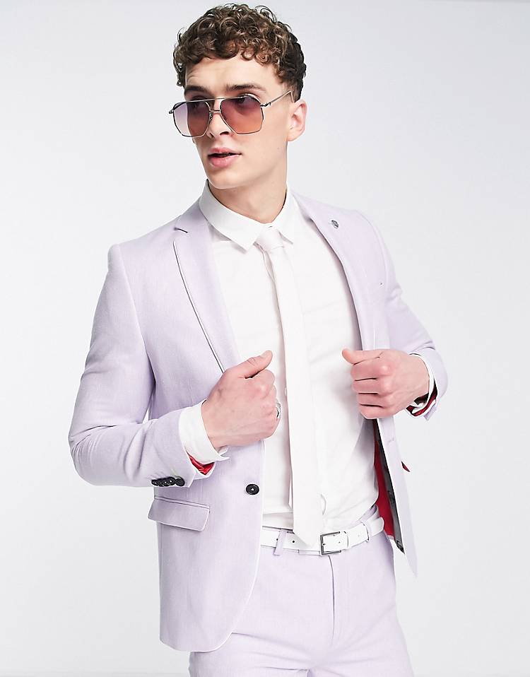 Twisted Tailor wair skinny fit suit jacket in light purple